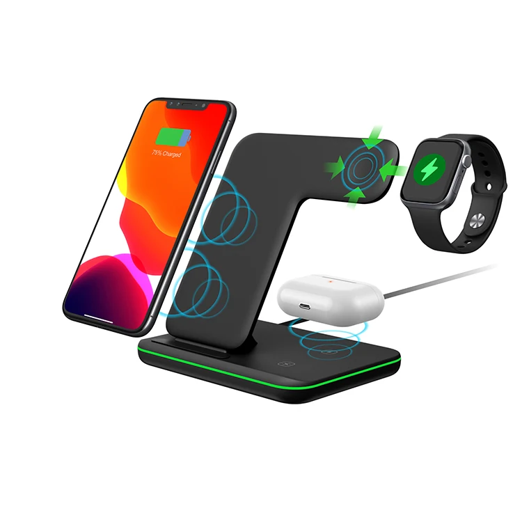 

2021 Hot trending fast wireless charger stand 3 in 1 wireless charger for iphone iwatch Airpods