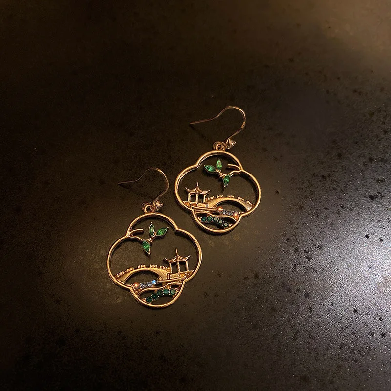 

fashion trendy wholesale bridge house crystal chinese earrings