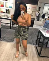 

2019 Women Latest Design Plus Size Camo Denim Jeans Camo Short Pants Trousers