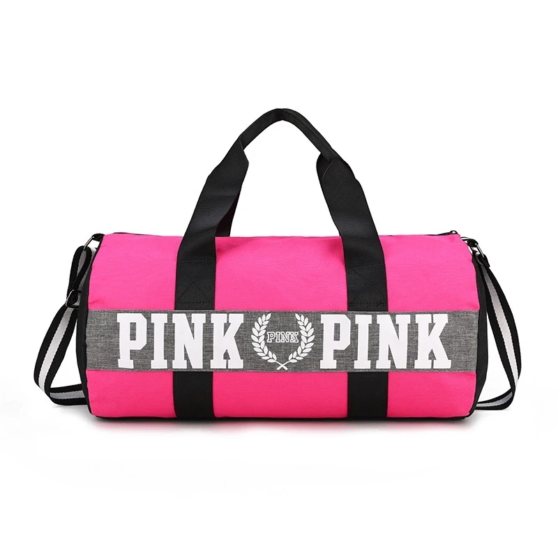 

Wholesale custom fashion logo foldable sport waterproof pink women weekender travel bag