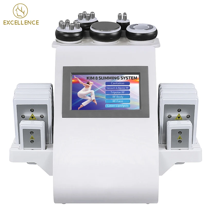 

6 In 1 Vacuum Cavitation System 40K Ultrasonic Cavitation Machine 8 Pads Lipo Laser Slim Weight Loss Vacuum Cavitation System