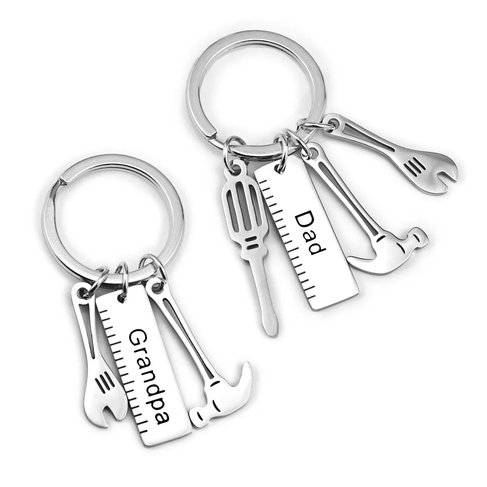 

Dad Stainless Steel Keychain Hammer Screwdriver Wrench Tool Keychain Father's Day Gift