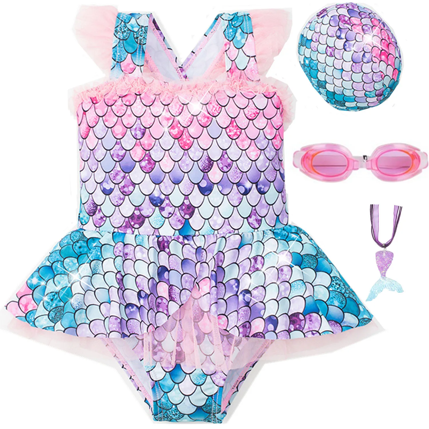 

Baby Swimsuit Bikini Girl Bathing Suit Child Swim Toddler Swimwear Kid Mermaid Swimsuit, As picture show