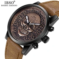 

IBSO 3631 Brand Vintage Skull Quartz Watch for Men Creative Sport Quartz Clock Male Leather Wristwatch Hiphop relogio masculino