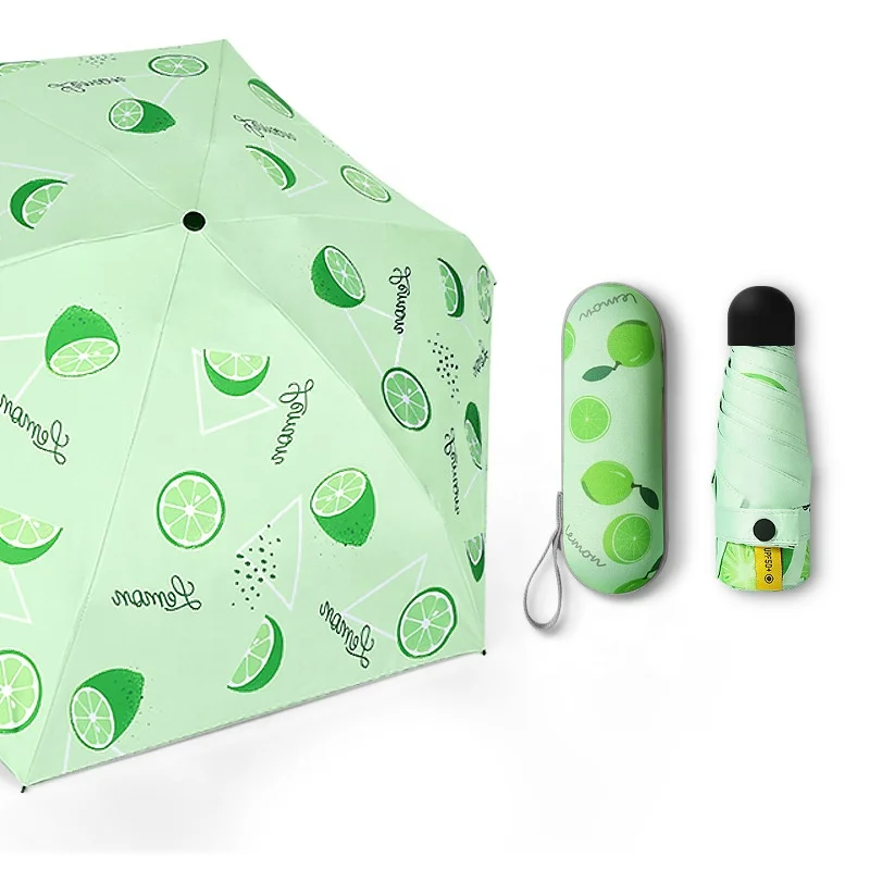 

Mini Capsule Cute Fruit pattern Five-folding Sun protection Anti-UV folding pocket Umbrella