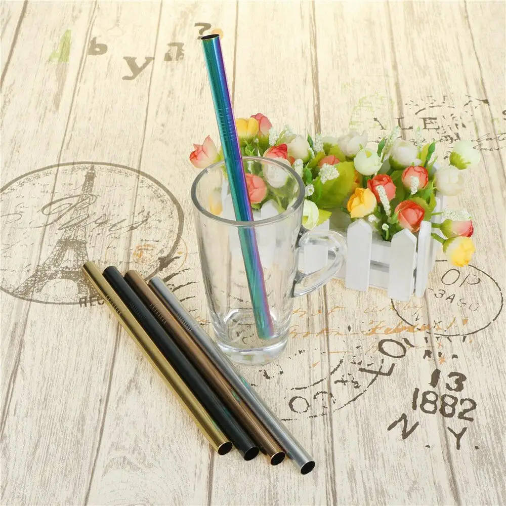 

Food Grade Metal Wide Diameter Reusable Drinking Boba 12mm x 8.5 in Stainless Steel Straw Smoothie Fat bubble tea straw, Customized