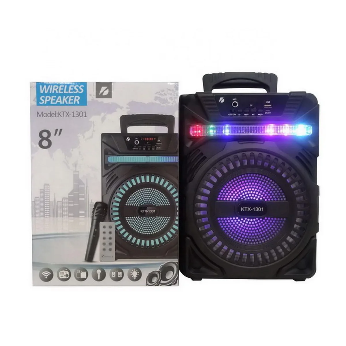 

KTX-1301 8inch factory direct selling multi function stereo bt wireless speaker with usb
