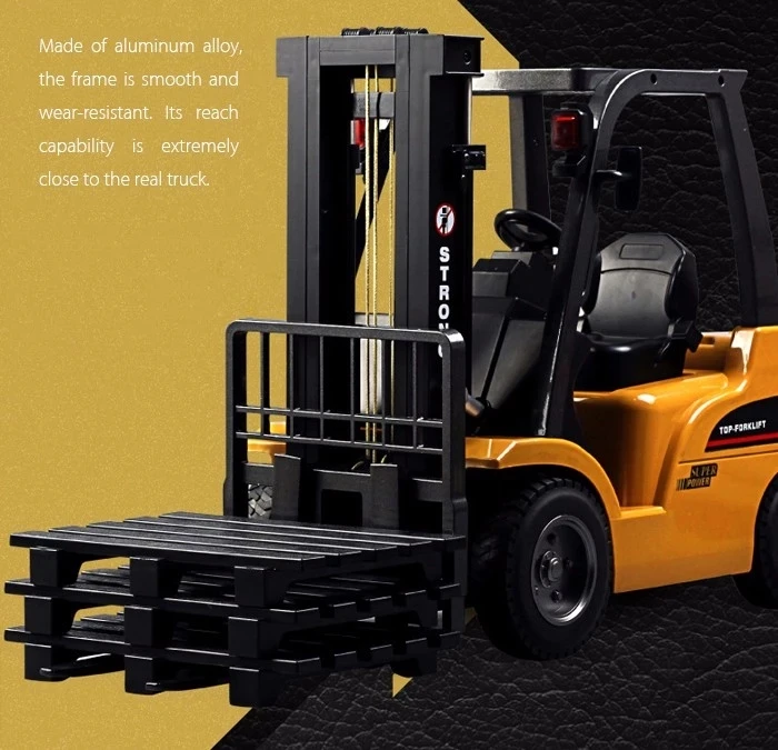 2020 High Quality HUINA 1577 RC Truck 1/10 8CH 2 in 1 Realistic Simulation Alloy Mini Forklift Car Vehicle Toys for Christmas
