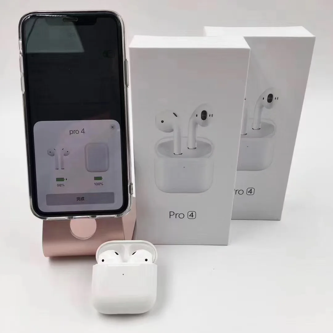 

New Trend Pro 4 TWS Wireless Blue tooth Earbuds Wholesale High Quality Rename GPS Earphone & Headphone Air 2 Air 3 Air 4 Pro, White,black