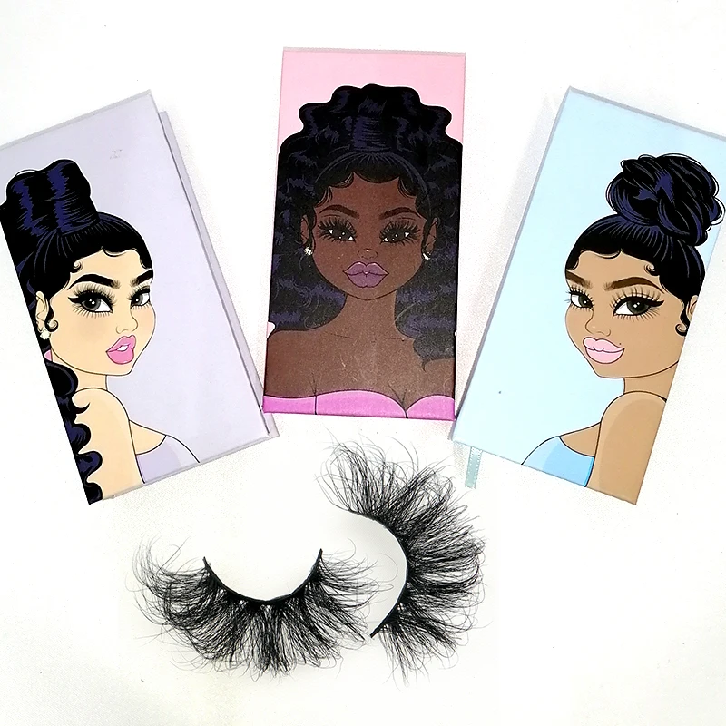 

AG128 Factory custom made black 3D mink clothes packaging box pink eyelash business eyelashes, Black color