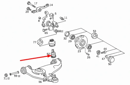 
Universal ball joint spherical bearings for OEM 124 333 03 27 W201/W124 