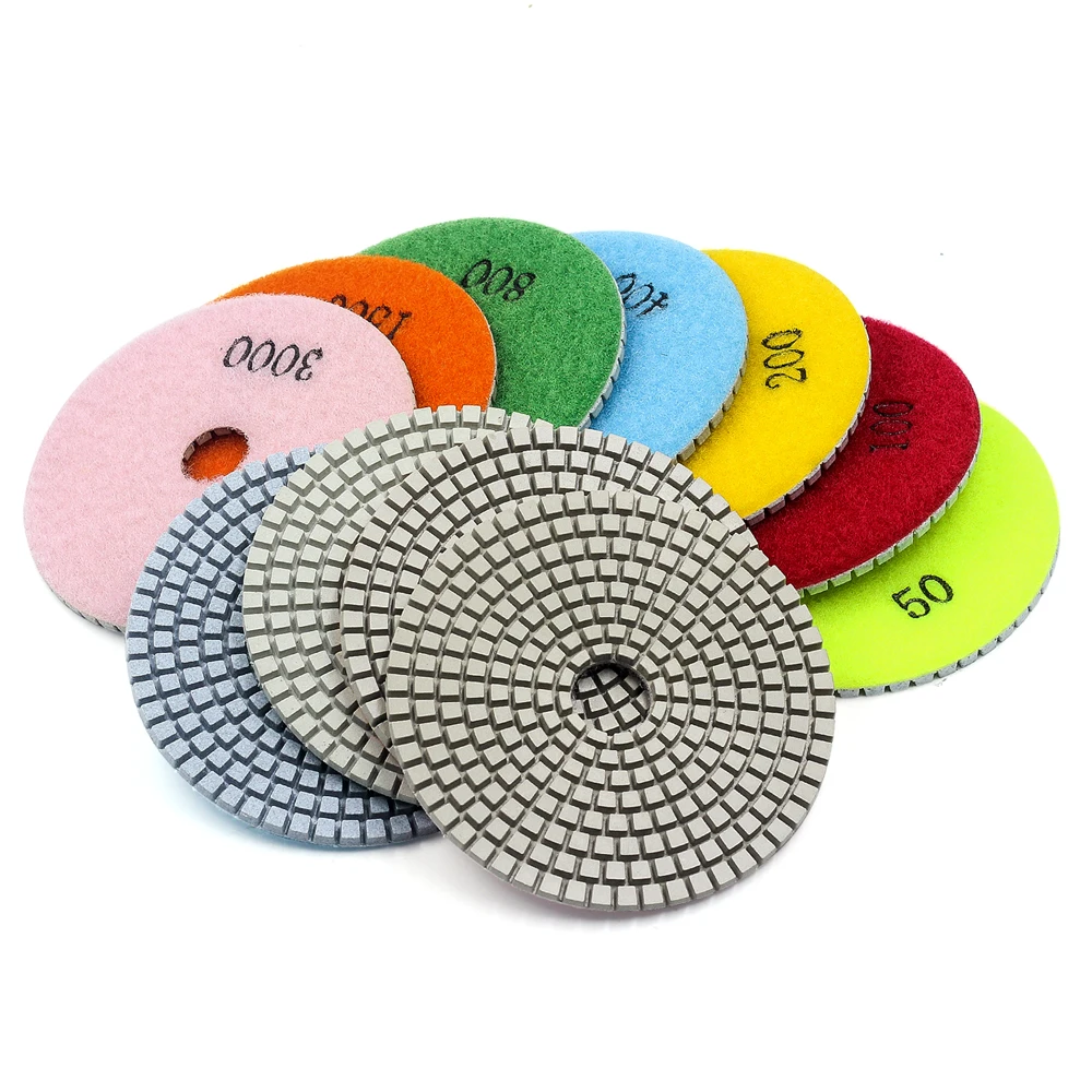 

4 inch 100mm wet polishing premium Engineered stone polishing pads for granite marble Engineered stone and concrete