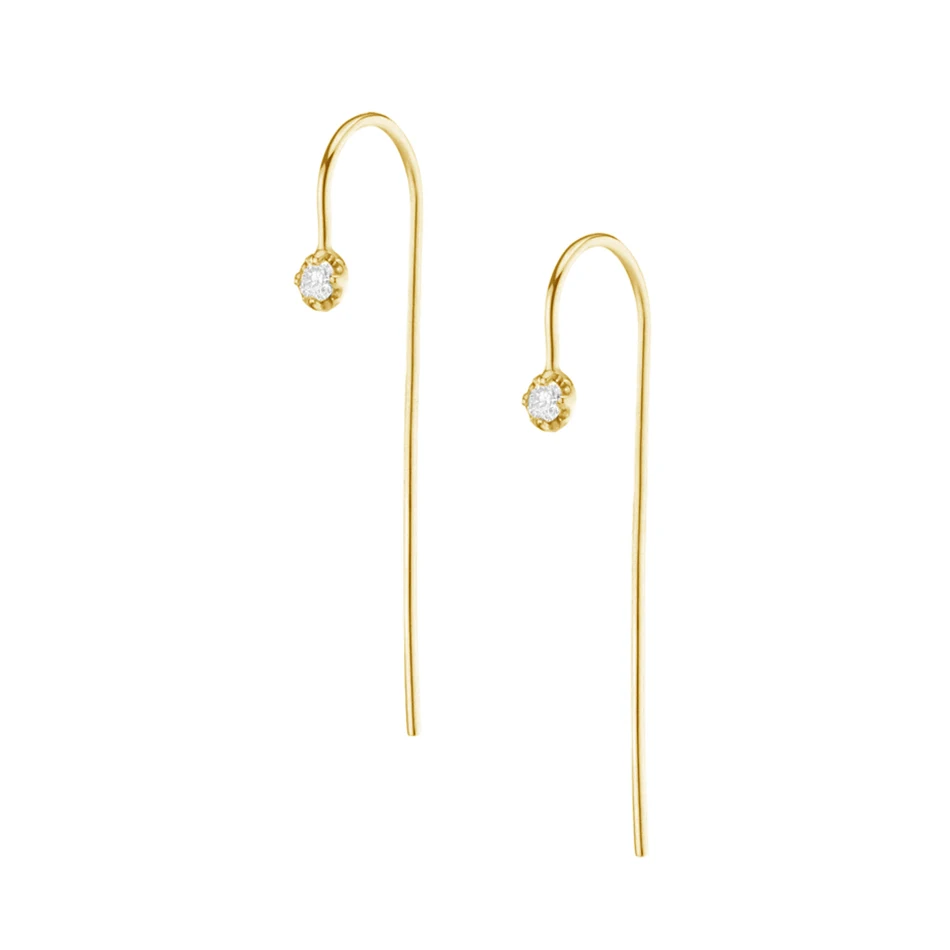 

18k gold vermeil luxury jewelry trendy 925 sterling silver simple style long mini diamond hook earrings for women party