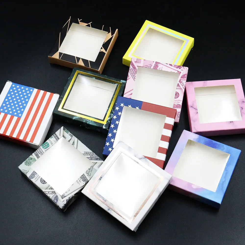 

Cheap Price 5d 25mm Thick Long Lashes Colorful Beautiful Pink Square Custom Paper Lash Boxes, Clear box with colorful card