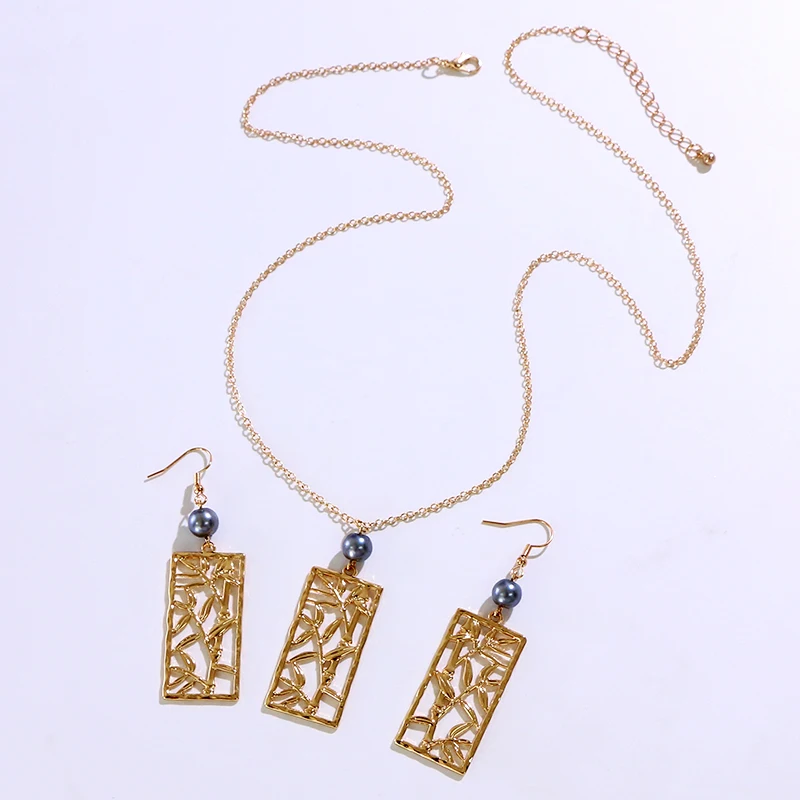 

New Hawaiian Jewelry Sets Polynesian Hawaiian Style Gold Plated Necklace Earrings Hawaiian Pearl for Women