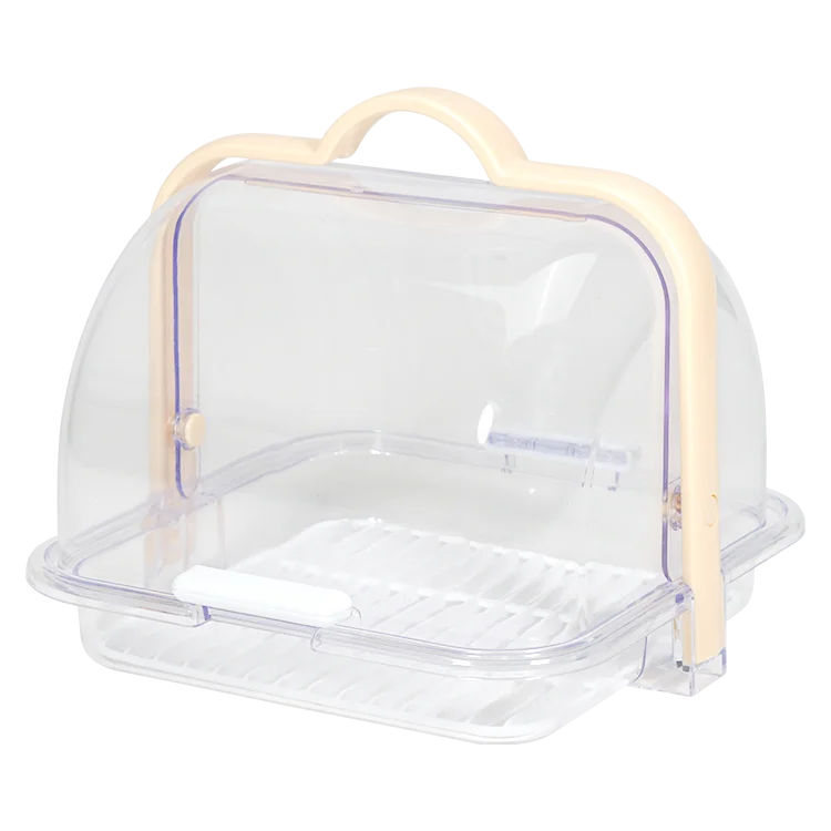 

Factory directly PS dustproof home Transparent food grade plastic Organize kitchen bread storage boxes with sieve