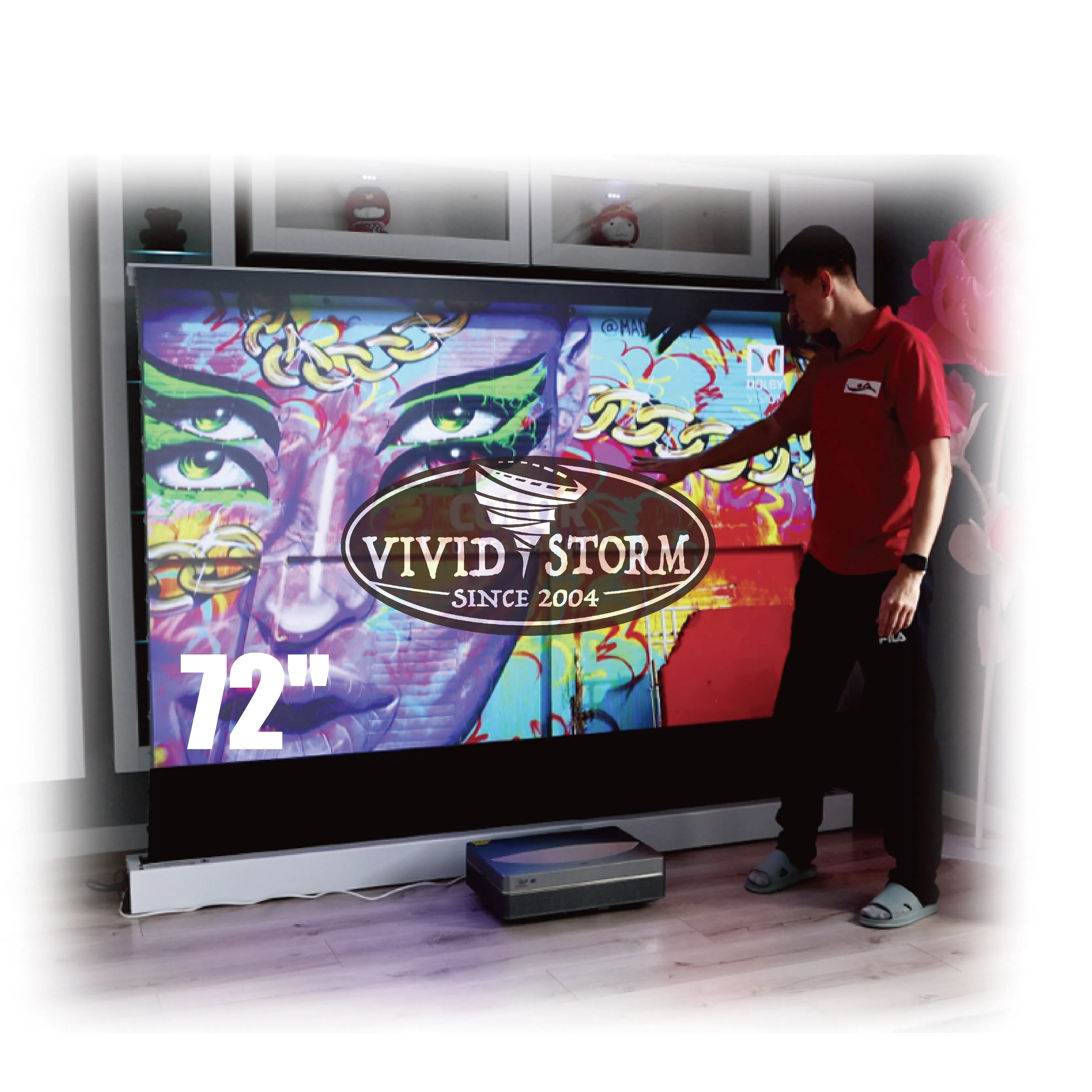 

VIVIDSTORM 2 set S PRO 72 inch alr ust motor tv tension projector screen 16: 9 home theatre system qled oled laser tv