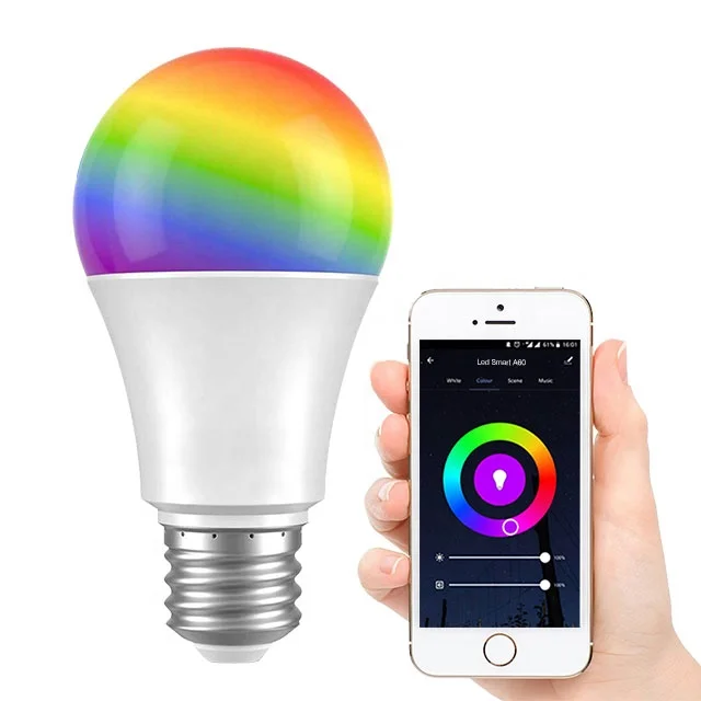 Google assistant Alexa Voice Control App Wifi RGB Smart LED Bulb A60 Light Bulb 8W E26 E27 B22 800lm LED Lamp Bulbs