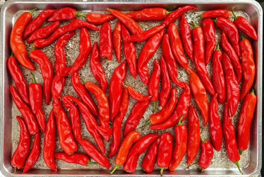 Chili peppers arranged on dehydrator trays with proper spacing for air circulation