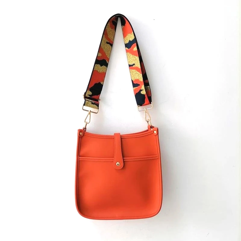 

2020 New Trending Ladies Orange PU Leather Crossbody Bag with Leopard Strap Fashion and High Quality Shoulder Bag for Women, Orange and other color