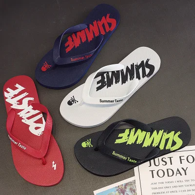 

New Flip Flops Men's Non-slip Slippers Thick Bottom Social Sandals, Red,blue,white ,black