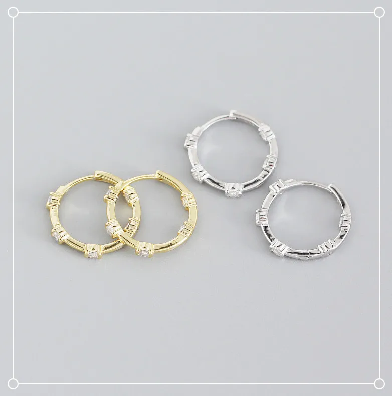 

DANYANG S925 Sterling Silver Minimalist Geometric Diamond Hoop Earrings Women Earrings Jewelry