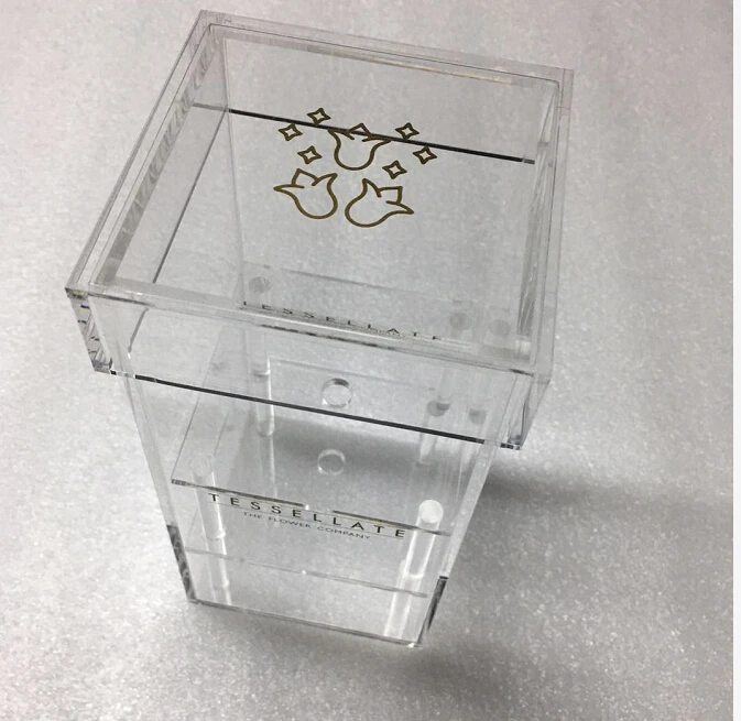
Customize Acrylic Flower Box Clear Square Wedding Decor Gift Box 