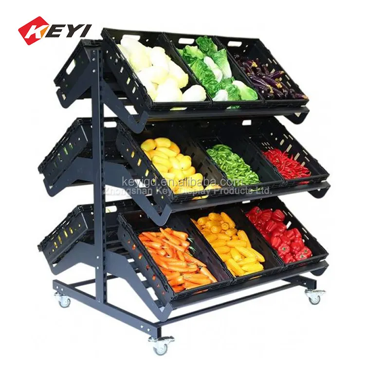 Custom Supermarket Gondola Shelf Fruits And Vegetable Display / Produce
