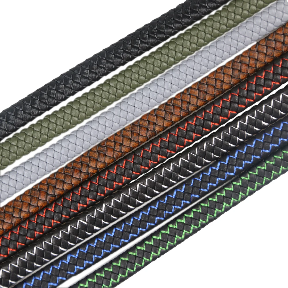 

XuQian 12mm 8 Strands Flat Folded Braided Leather Cord Straps for Jewelry Making, Colors customized