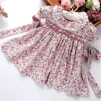 

baby smock christmas dress for girl's dresses handmade floral ruffles flower outfit casual boutiques children clothes C91018534