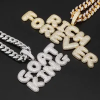 

Explosive cross-border hot sale 26 English bubble letter pendant full of zircon hip-hop tide custom wedding couple necklace gift