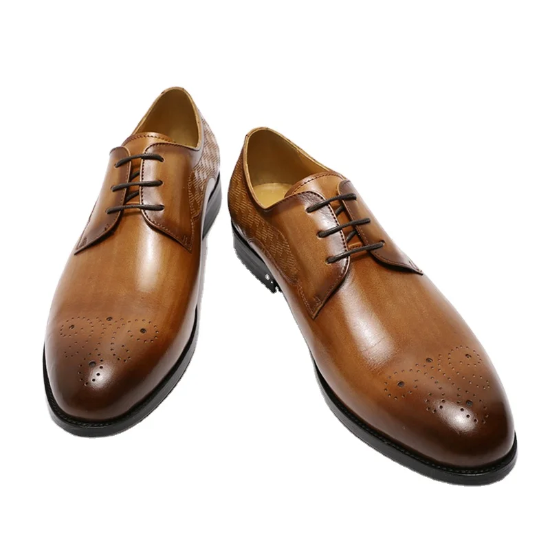 

Italian Genuine Leather Men Brown Wedding Oxford Shoes Lace-Up Office Business Suit Men's Dress Shoe, Black,brown, white, blue, green, red, grey