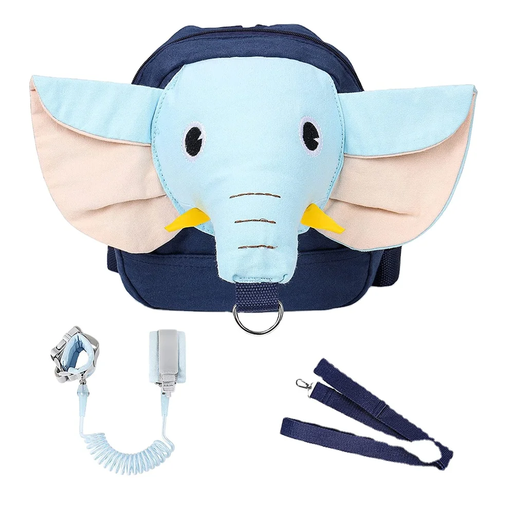 

3-in-1 Blue Elephant kid Backpack,with Reins, Anti Lost Safety Wrist Link Belt, Baby Walking Harness, for 1-5 Years Old Child