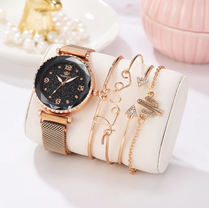 

New Arrival Special Design Five-piece Quartz Bracelet Set Fashion Women Ladies Watch Bracelet Set