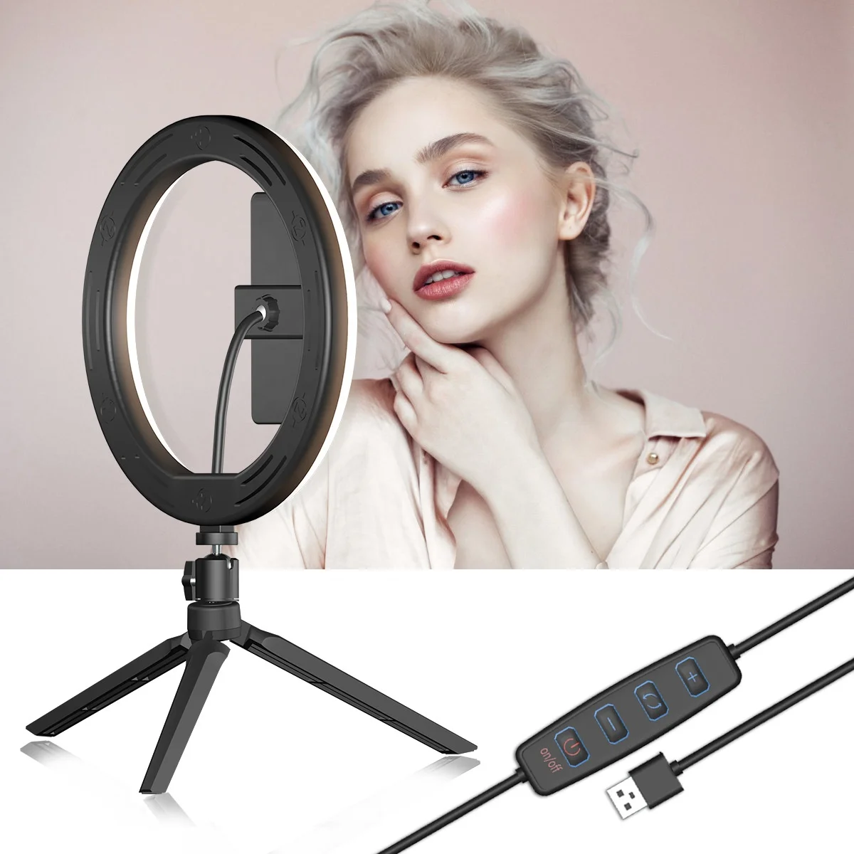 

10inch Usb Photo Studio Remote Working Video Conference Lighting Kit Zoom Selfie Led Ring Light With Tripod Stand