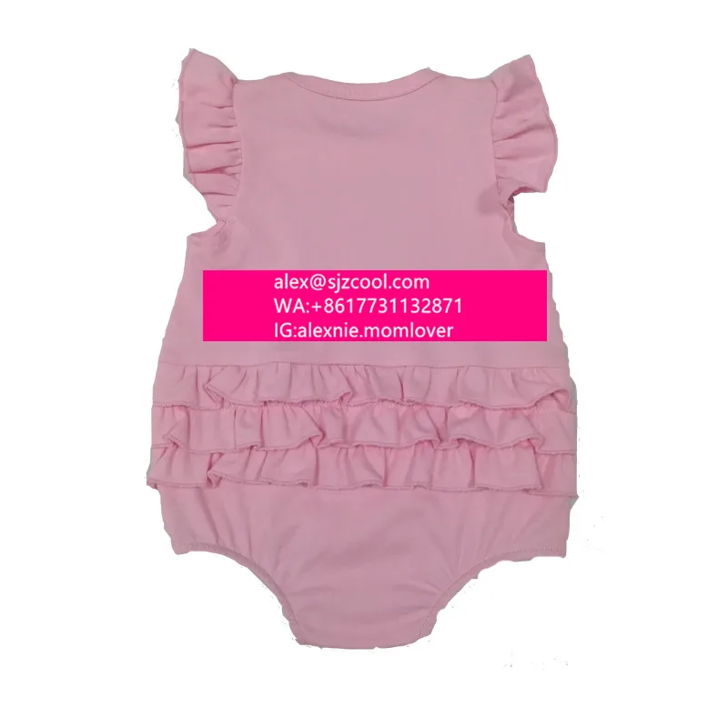 

Baby girl romper 6.5-6.7 oz 100% combed cotton girls bodysuit flying sleeves blanks white pink girl's ruffle bum bubble