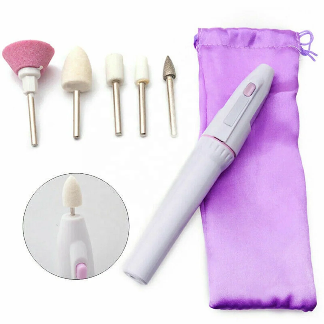 

Morden style mini drilling machines electric nail Drill Bits Pen Equipment 6 Metal Head Grinding Tool File Machine tip Polisher, White