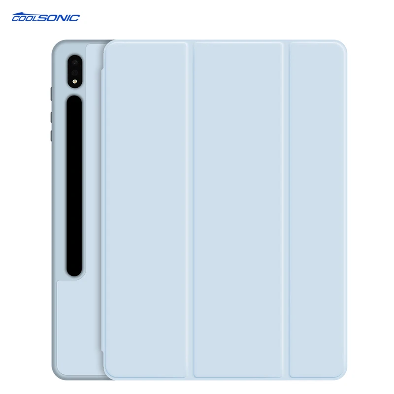 

New Design Tri-fold Case For Samsung Tab S7 Case Ultra Slim Flip Leather Tablet Case For Samsung Tab S7 FE T730 12.4inch