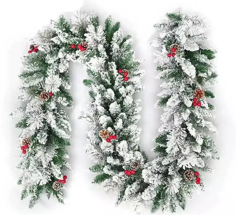 

Hot Selling New Christmas Rattan Wreath Flocking Christmas Rattan Wreath Christmas Decoration Rattan