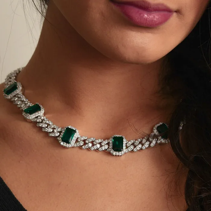 

Cuban Chain Jewelry Fashion Necklaces Gemstone Christmas Jewellery Men Women, Custom colors accepted