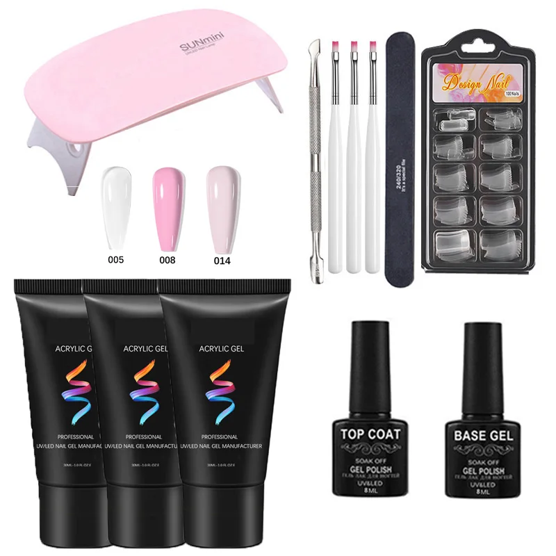 

gel Nail Kit with UV LED Lamp Gel Extension Nail Kit with Base and Top Coat Slip Solution Extension Gel Set