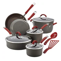 

Amazon Hot sale Hard Anodized Nonstick Cookware Pots and Pans Set, 12 Pcs, Grey with Red Handles