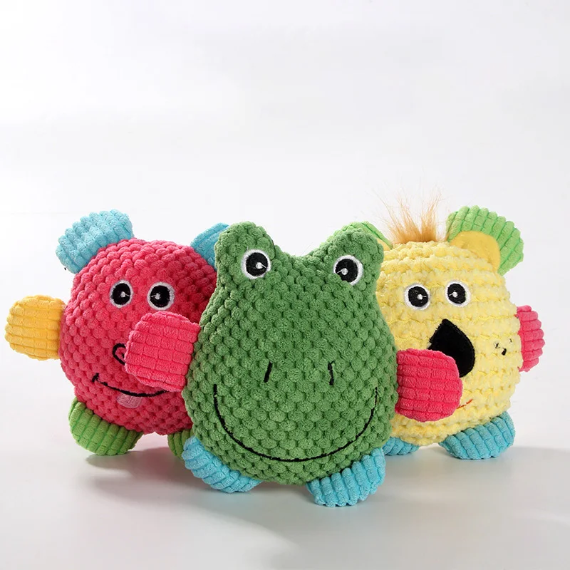 

New Cartoon Corduroy Vocal Teething Bite Cute Flower Pet Dog Plush Toy, Yellow ,red ,green