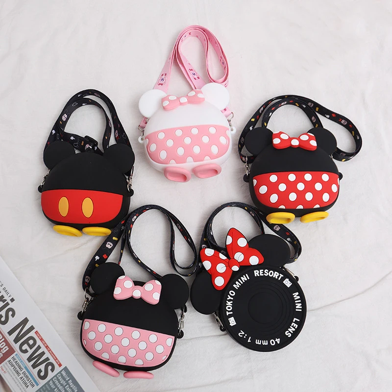 

silicone cartoon character crossbody shoulder bag coin purse wallet round mickey minnie mouse handbag