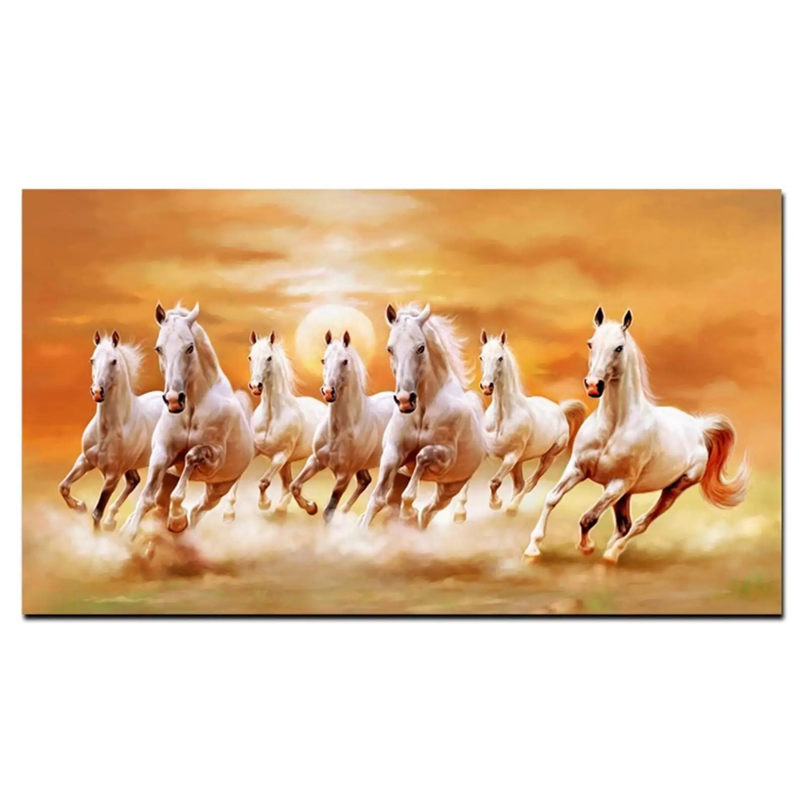 

Modern Scenery Running White Horse Oil Painting On Canvas Poster Print Wall Art Mural Picture For Home Bedroom Living Room Decor