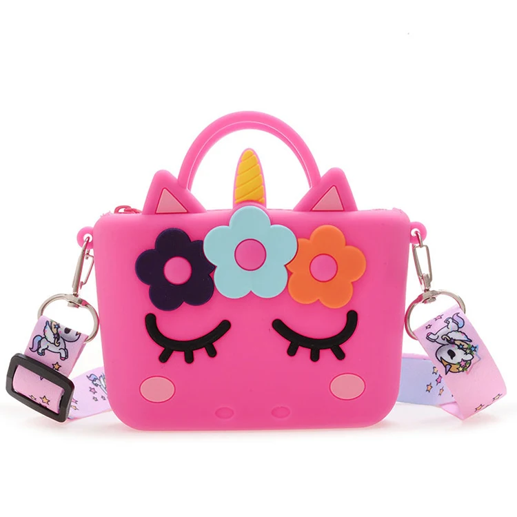 

Wholesale Unicorn Girl Small Storage Key Bag 3d Cartoon Mini Silicone Unicorn Purse Coin Bag, As per picture