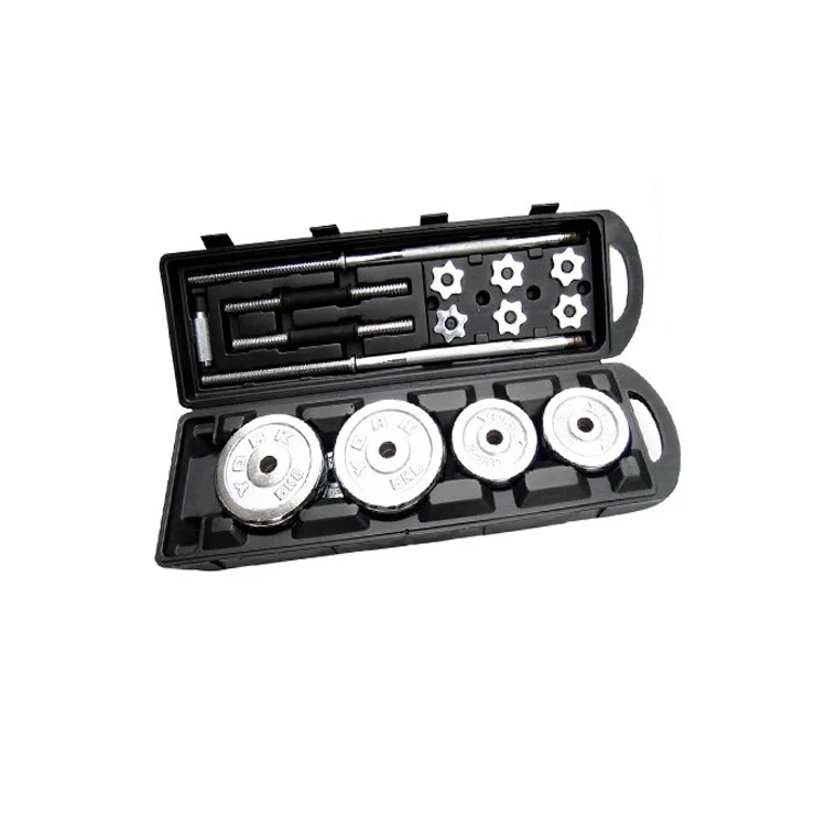 

50kg barbell dumbbell combo set electroplating 1.5 meters barbell bar dual-use set, Silver