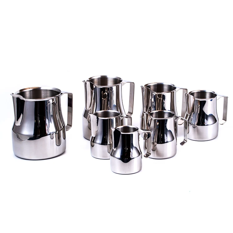 

Stainless Steel Milk Jug Espresso Cups Coffee Foamer Mugs Italian Latte Art Latte Milk Frothing Jug Pitcher Cup 350/550/750 Ml, Silver