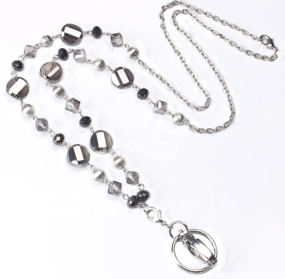 

Wholesale Beaded Fashion ID Badge Lanyard Holder Necklace