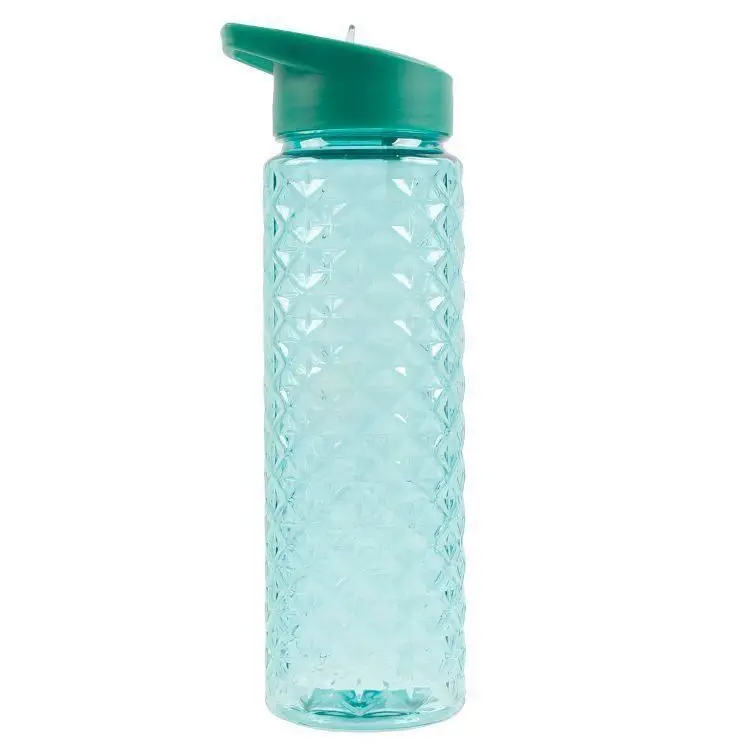 

wholesale long service life portable green plastic sports water bottle with straw, As picture